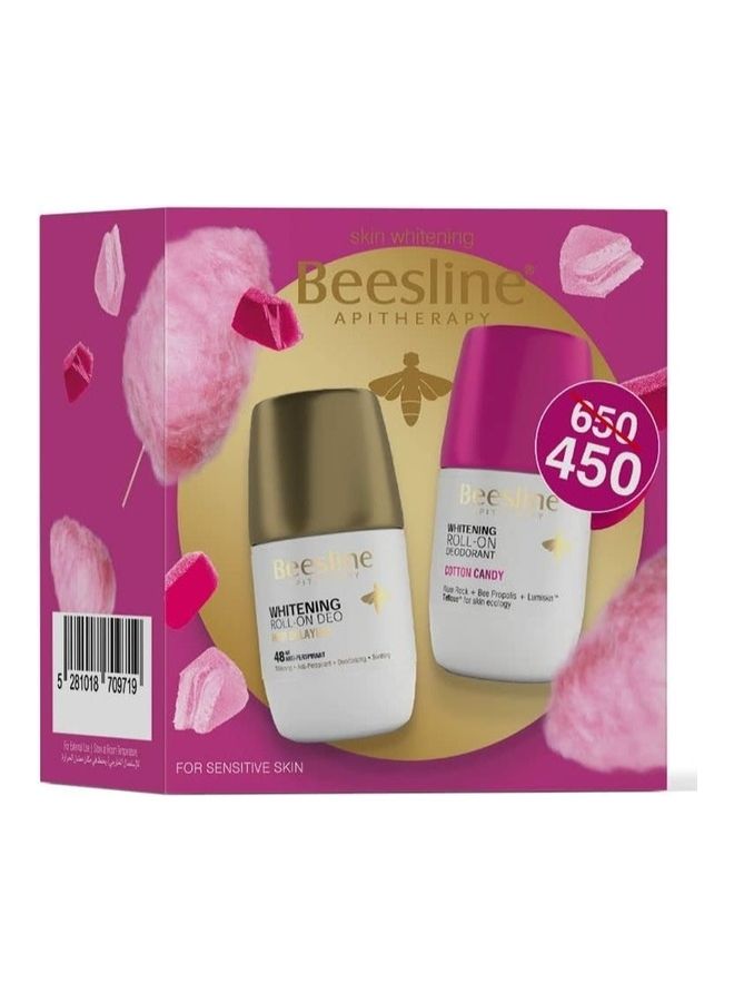Whitening Roll On (Hair Delaying + Cottoncandy) Promo Pack 2In1 - Hair Delyaing Deo 3In1 - Rich In “Teflose Multicolour 2*50ml