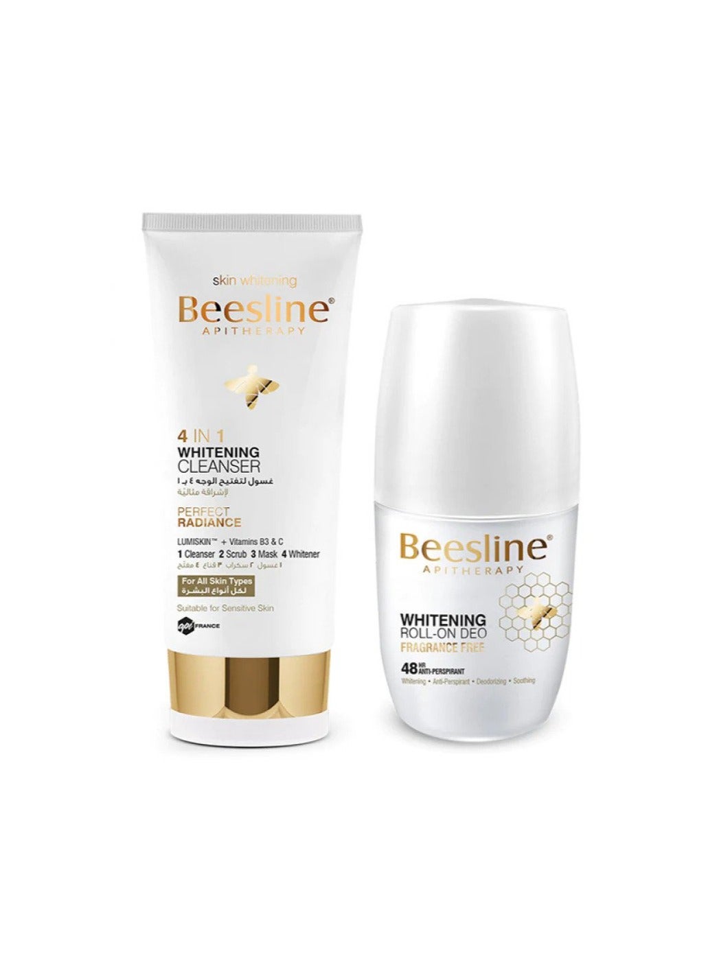 Fragrance Free Whitening Roll-On Deodorant and 4 In 1 Cleanser Set 200ml
