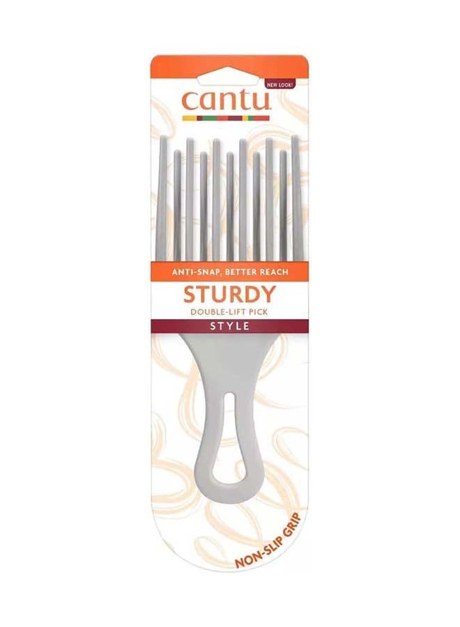Cantu Sturdy Double Lift Pick 1 Count - Professional Grade Plastic Formula Adds Volume & Lift to Curls, Gentle on All Hair Types Grey
