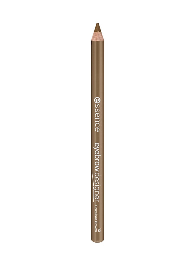 Eyebrow Designer 12 Hazelnut Brown | Long Lasting Brow Pencil | Smooth Application | Defines & Shapes Brows | Natural Finish | With Brush Spoolie | Eye Makeup Essential | 1g Hazelnut Brown 12