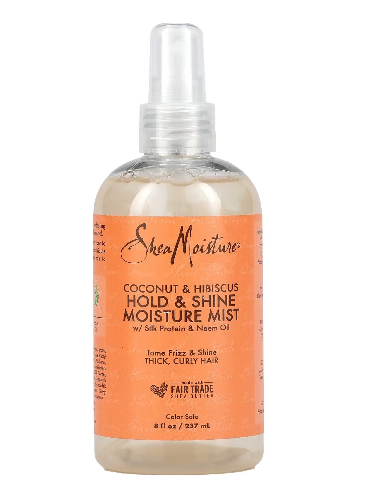 Hold And Shine Moisturizing Hair Spray With Silk Protein, Neem Oil, Coconut And Hibiscus 237ml
