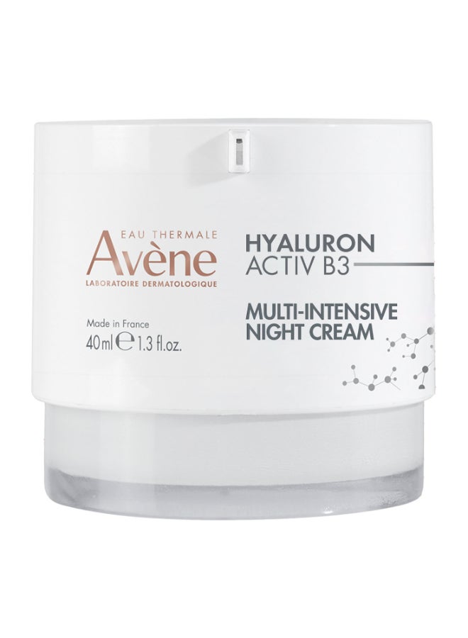 AVENE Hyaluron Activ B3 - Multi-Intensive Night Cream - Visibly Firming - Reduces Appearance of Wrinkles - With Pure Hyaluronic Acid - 97% Natural-Origin Ingredients - Vegan - Ageing Skin White 40ml