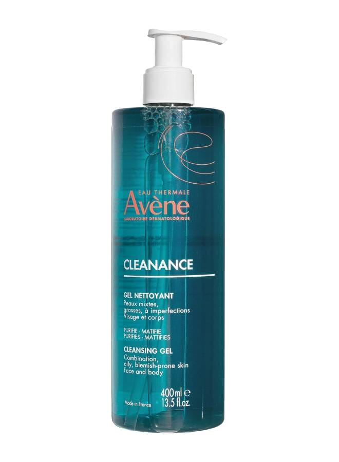 AVENE Cleanance - Cleansing Gel - Purifying & Mattifying - With Avène Thermal Spring Water - Reduces Imperfections & Excess Sebum - Light & Foaming Texture - Soap-Free - Blemish-Prone Skin - 400 ml Green 400ml