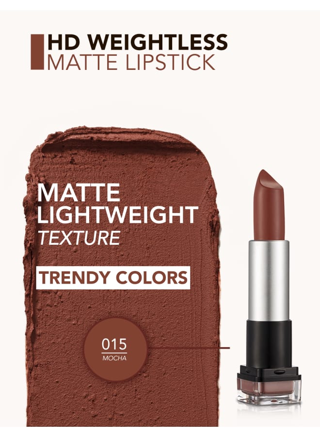 HD Weightless Matte Lipstick – 015 Mocha – Weightless Matte Finish, Long-Wear Color, Smooth Comfortable Feel 015-MOCHA - image 6