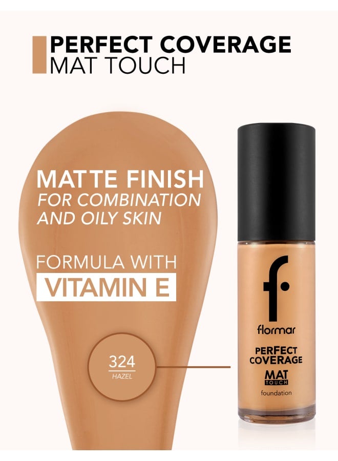 Perfect Coverage Mat Touch Foundation – 324 Hazel – Matte Finish Foundation, Shine Control, High Coverage Look, Smooth Skin Appearance 324-HAZEL NP - image 6