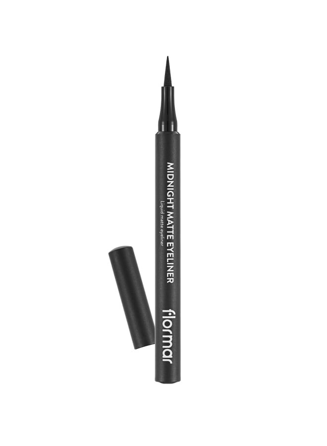 Midnight Matte Eyeliner – 001 Black – Precise Tip, Matte Finish, Brush Design, Smooth 001-BLACK