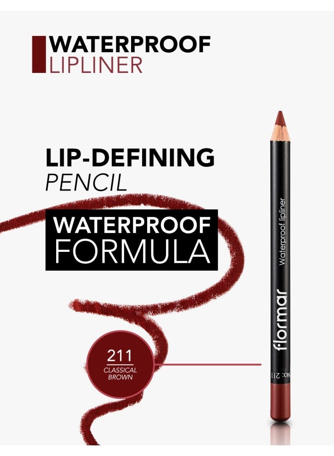 Waterproof Lipliner – 211 Classical Brown – Blendable, Long-Wear, Waterproof, Precise Tip, Smooth 211-CLSSCL BRWN - image 6