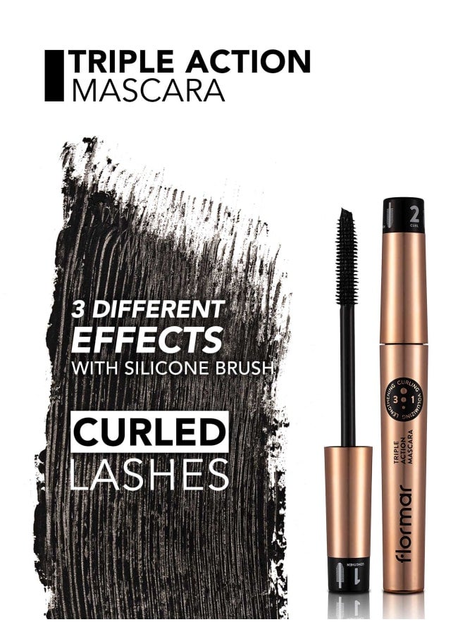 Triple Action Mascara – Length Volume & Curl Boost, Buildable Lash Impact, Smudge-Resistant All-Day Wear 001-RIPLE ACTION MAS - image 6