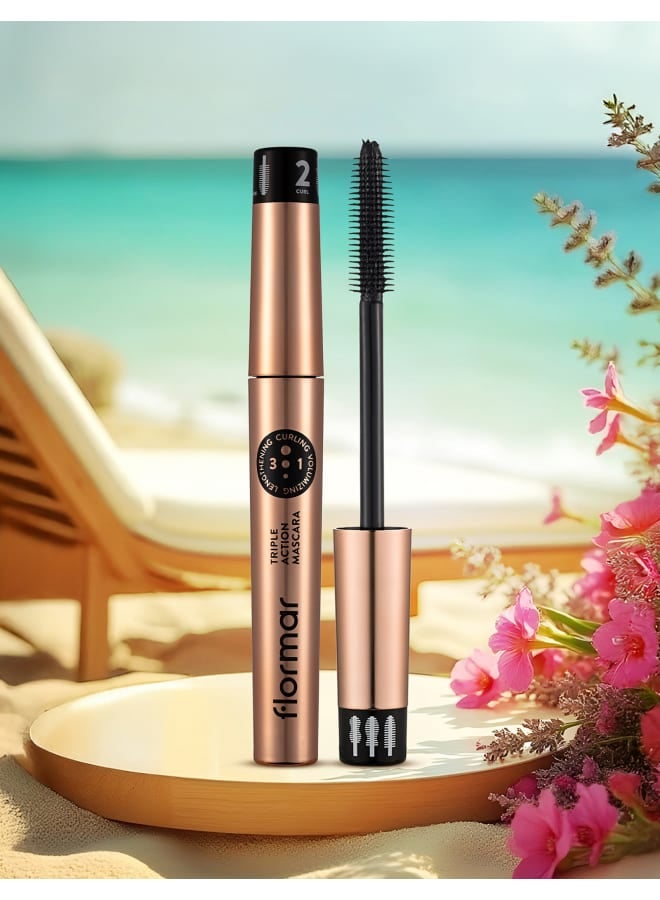 Triple Action Mascara – Length Volume & Curl Boost, Buildable Lash Impact, Smudge-Resistant All-Day Wear 001-RIPLE ACTION MAS - image 8