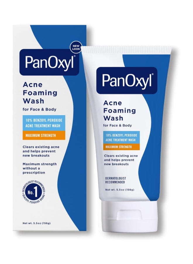 Acne Foaming Wash, Peroxide 10% Maximum Strength 5.5 Oz Packaging May Vary White 156grams