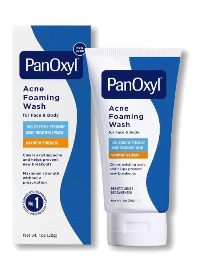 Acne Foaming Wash, For Face & Body, Maximum Strength, 1 Oz Packaging May Vary White 28grams