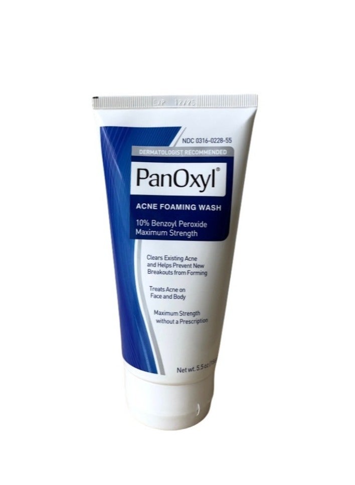 Acne Foaming Wash Benzoyl Peroxide 10% Maximum Strength Antimicrobial, 5.5 Oz 156grams