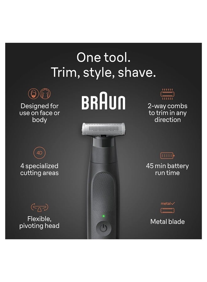 XT5300 hybrid trimmer Face & body with 4D-flex blade, waterproof, 6 combs, pouch, charging stand black/silver - image 3
