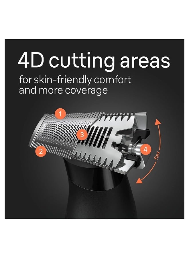 XT5300 hybrid trimmer Face & body with 4D-flex blade, waterproof, 6 combs, pouch, charging stand black/silver - image 9