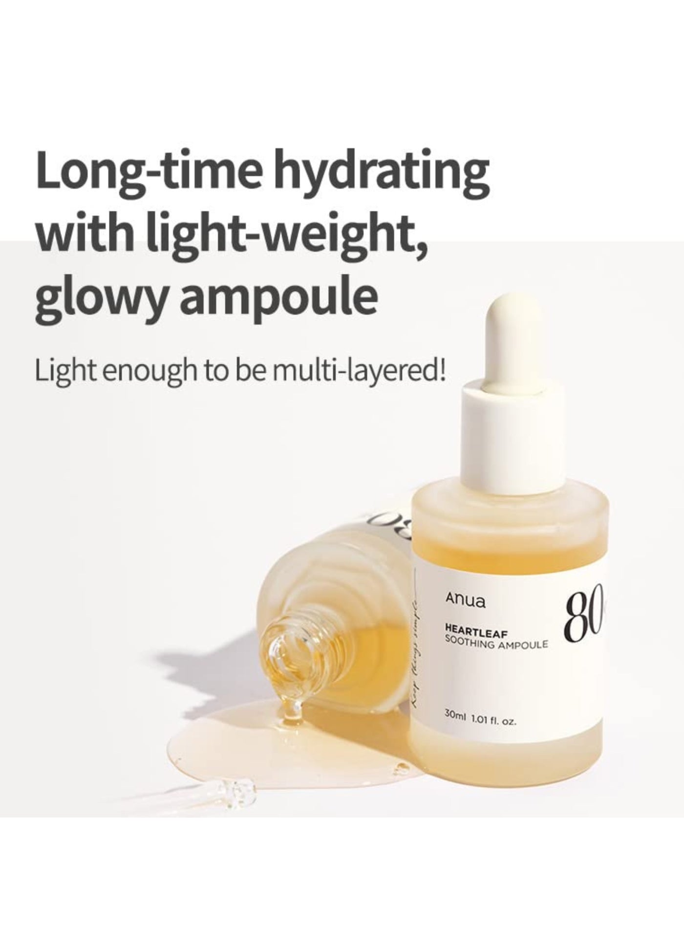 Heartleaf 80% Soothing Ampoule Non-Greasy, Highly Concentrated Skin Calm Serum Hydrating Panthenol B5 Calming Treatment Essence For Combination, Sensitive & Normal Skin 1.01 fl.oz / 30ml - image 4