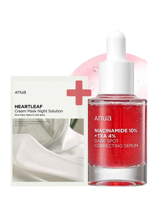 Evening Skin Perfection Pack - Niacinamide 10% TXA 4% Dark Spot Correcting Serum 30ml And Heartleaf Cream Mask Night Solution 25ml