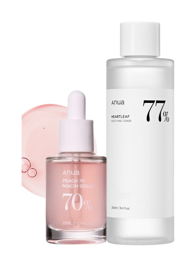 Heartleaf 77% Soothing Toner I pH 5.5 & Niacinamide Serum  - Calming Skin -  Refreshing - Hydrating - Purifying -  Cruelty ( 250 ml / 30 ml ) 280ml