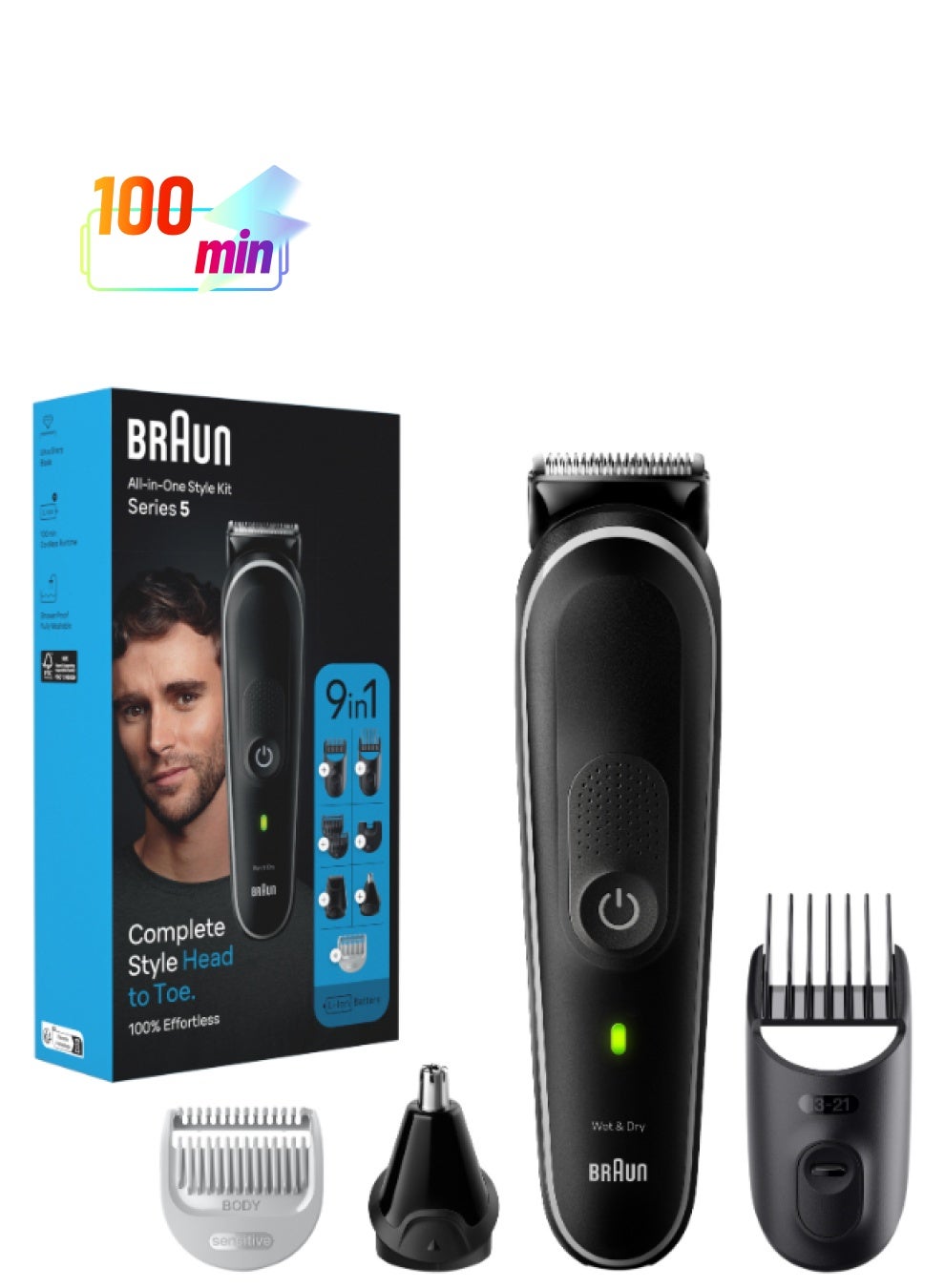 multi grooming kit MGK5410 – 9-in-1 trimmer for precision styling from head to toe. Grey