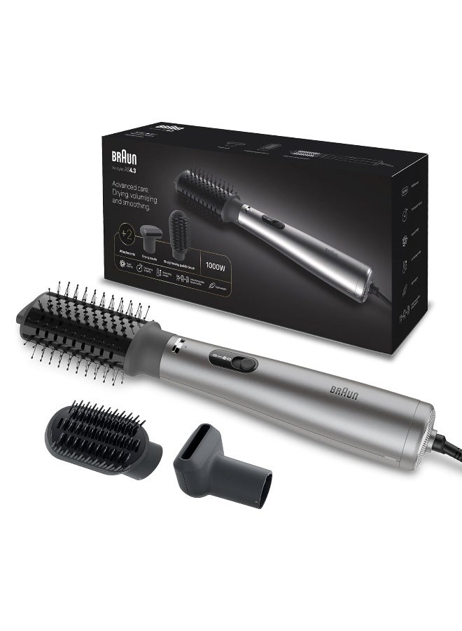 Air Styler, 1000W, Ionic Hair Dryer with Paddle Brush & Drying Nozzle, Volumizing, Straightening & Smoothing, Lightweight, 3 Styling Modes - BRAS430SDE Ionic Grey