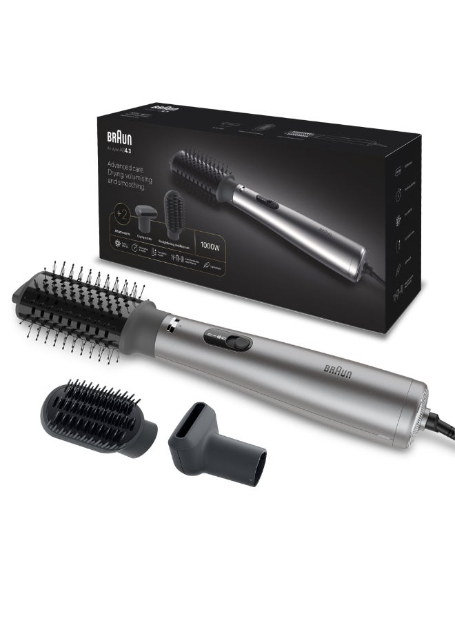 Air Styler, 1000W, Ionic Hair Dryer with Paddle Brush & Drying Nozzle, Volumizing, Straightening & Smoothing, Lightweight, 3 Styling Modes - BRAS430SDE Ionic Grey