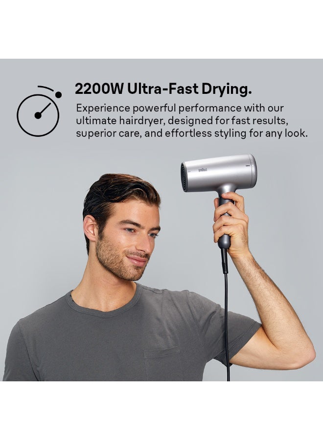 Hair Dryer Hd4.3 Ultimate Performance, Styling, Shine And Care, Htdc Motor, 2200 Watts, Electronic Touch Control Electro Grey - image 3