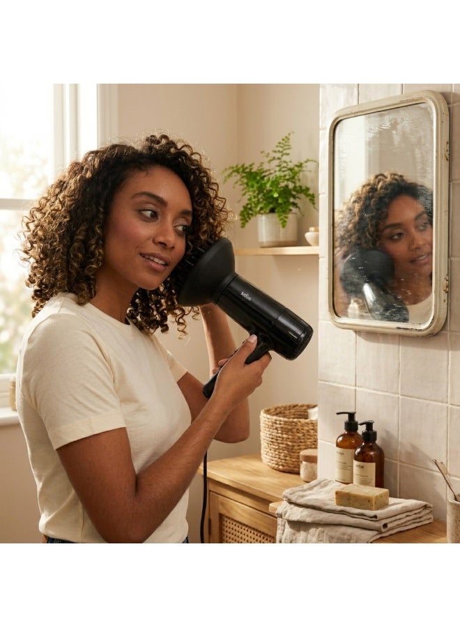 Hair Dryer, 2200W Ionic Hair Dryer, Drying Nozzle, Curl Diffuser, Fast Drying, 3 Heat Modes, Cool Shot, Lightweight, Anti-Frizz Shine -  BRHD225SDE Ion Black - image 7