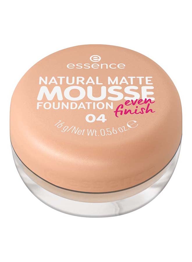 Natural Matte Mousse Foundation | Shade 04 Cool Ivory | Lightweight Creamy Texture | Medium Buildable Coverage | Natural Matte Finish | Vegan Formula | For All Skin Types | 16g Beige 04
