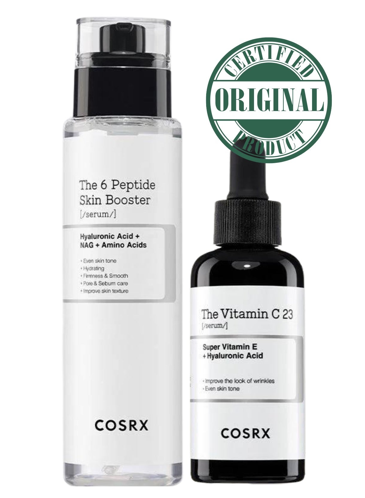 Synergy Duo Blemish & Brightening Booster - The 6 Peptide Skin Booster Serum - Vitamin C 23 Serum -  Certified Original Anti-Aging Solutions for Skin Rejuvenation 170ml