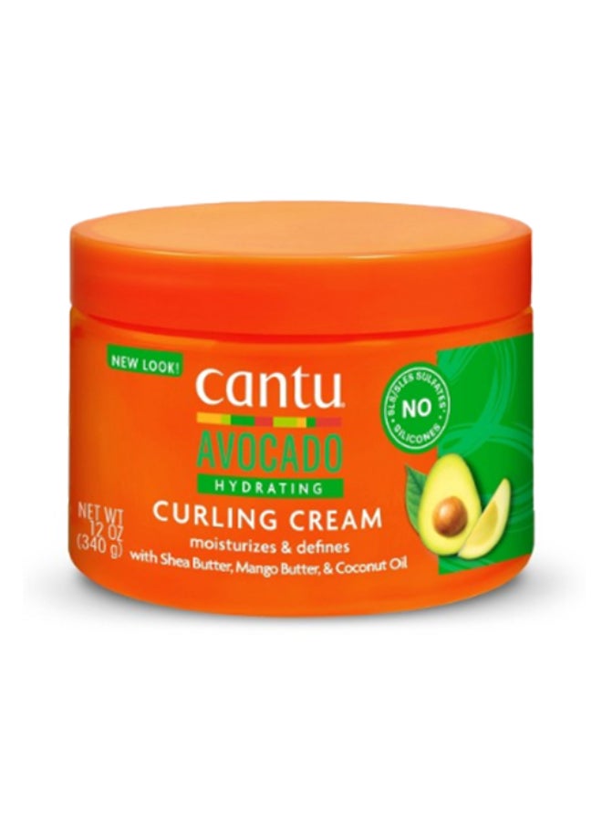 Cantu Avocado Hydrating Curling Cream 340 g - Mango Butter, Coconut & Avocado Oil Formula Moisturizes & Defines Frizz-Free Curls, Gentle on All Hair Textures Orange