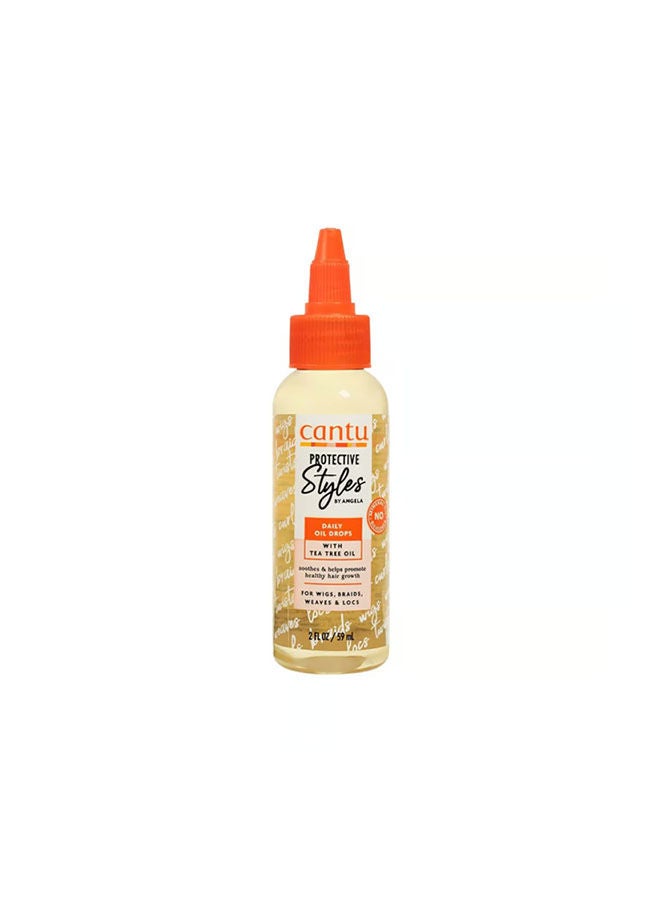 Cantu Protective Styles Daily Oil Drops 59 ml - Peppermint & Tea Tree Oil Formula Soothes Scalp & Promotes Healthy Growth, Gentle on Braids, Wigs, Weaves & Locs Clear