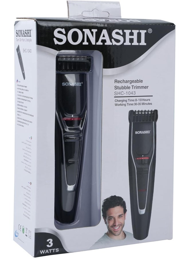 Rechargeable Hair Clipper with Stainless Steel Blade for Easy Cutting | Chargeable Lithium Battery With Indicator Light | Continuous Working Time of 90 min | Cordless Hair Clipper SHC-1043N Black/Silver - image 4
