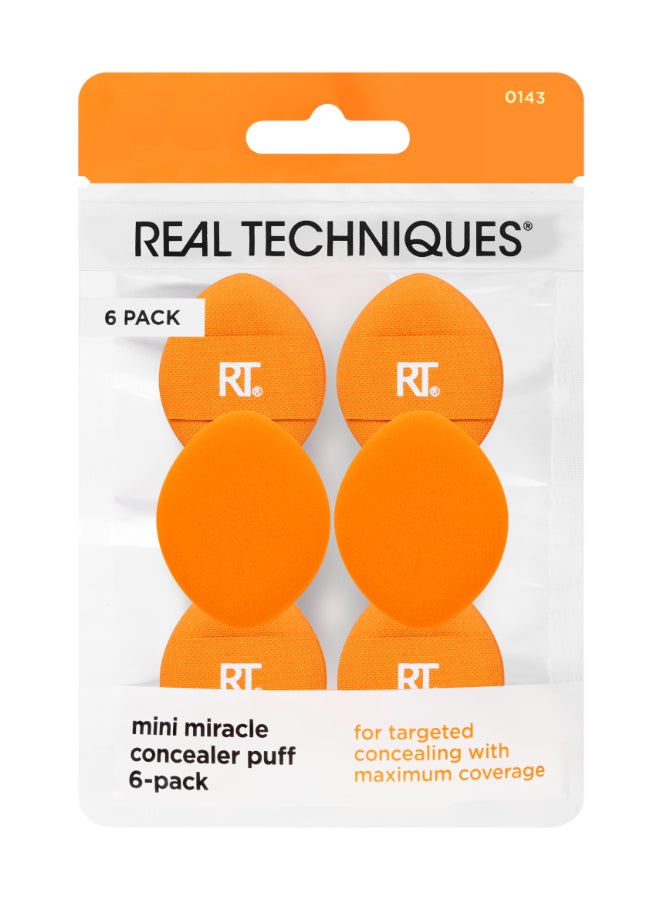 Mini Miracle Concealer Puff 6 Pack Orange