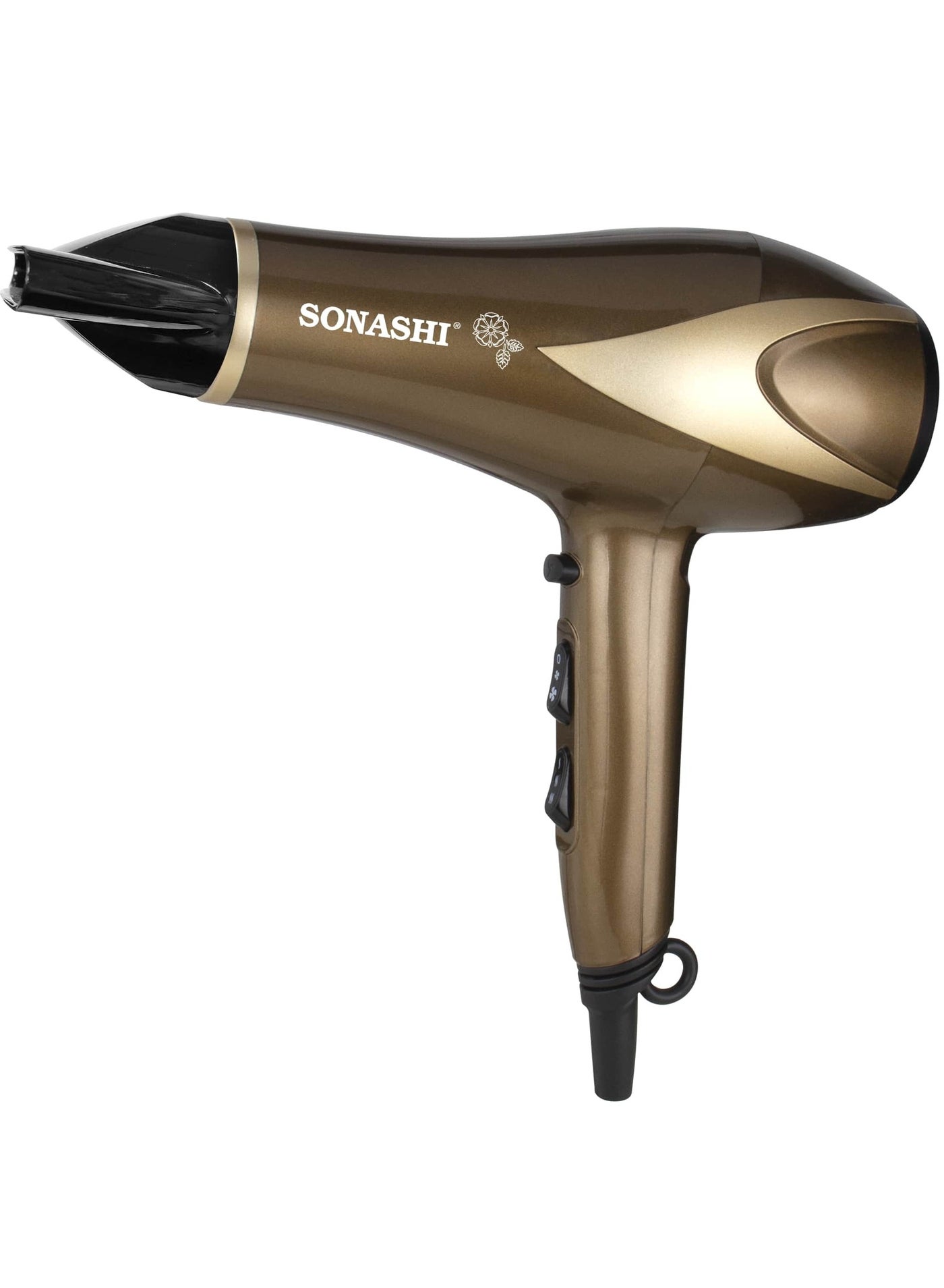 Hair Dryer  Cold And Hot Wind DC Motor  2 Speed And Heat Settings With Overheat Protection Featured With Cool Shot Function And HangUp Hook Fast Hair Dryer With Ionic Conditioning  SHD-5006 Brown/Gold