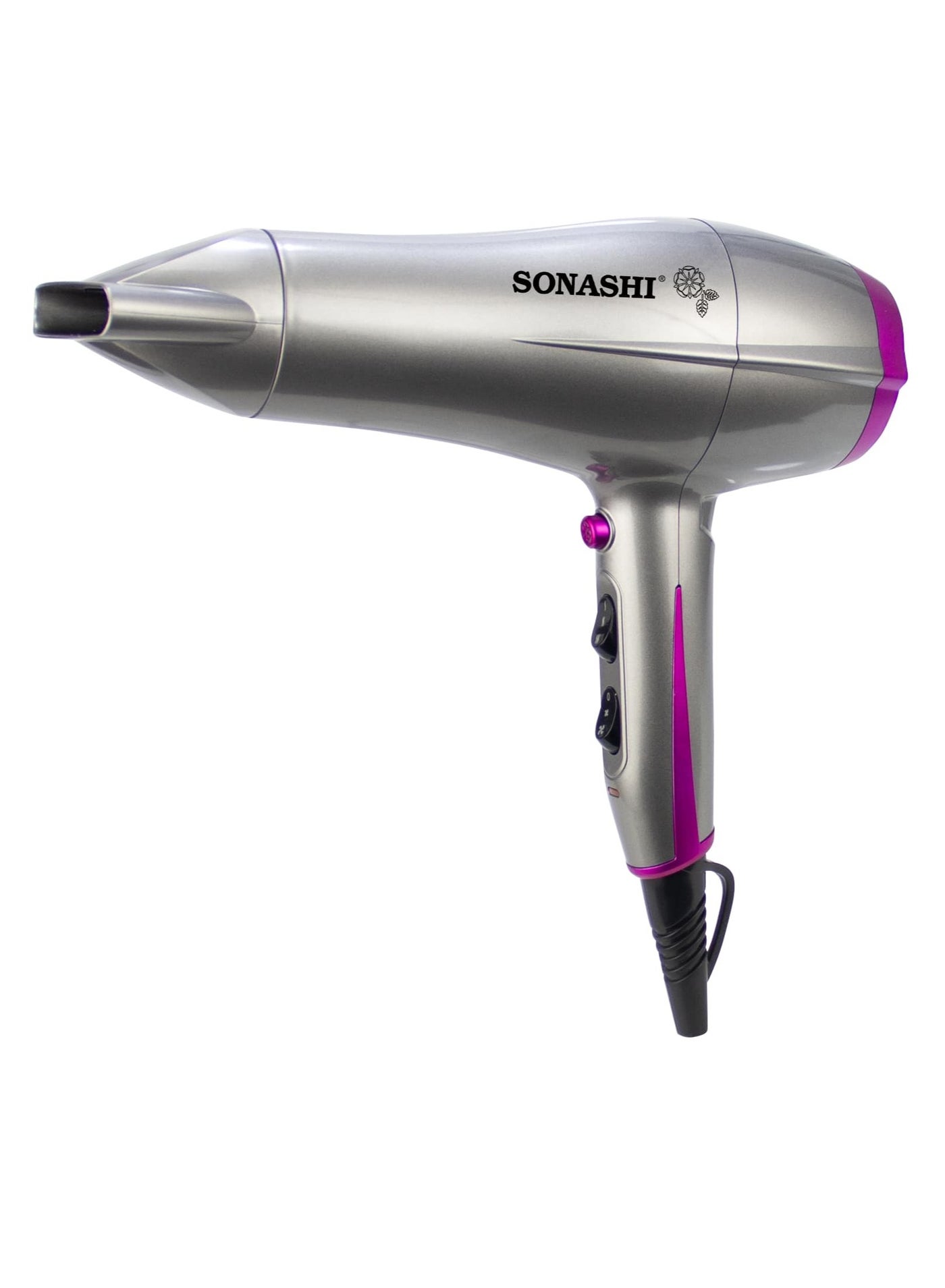 Powerful Hair Dryer With 2 Speed And 3 Heat Settings, Cool Shot Function Hot and Cold, Wind, DC Motor, Hang-up Hook, Overheat Protection, Concentrator Nozzle For Powerful Drying Performance SHD-5010 Silver/Pink