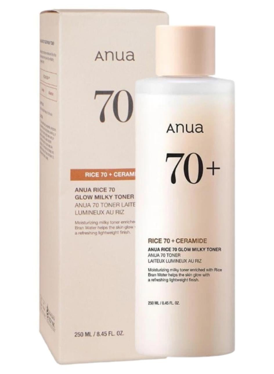 Rice 70+ Glow Milky Toner for Glass Skin and Brightening, Fragrance-Free 250ml