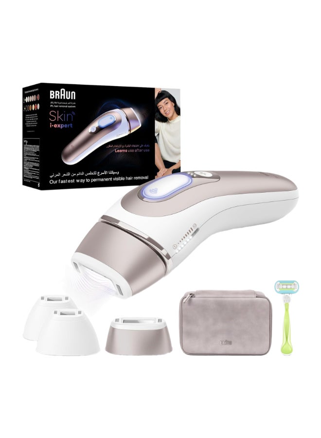IPL Skin iexpert Pro 7 PL7257  at Home Hair Removal, Free App, Pouch, Venus Razor, 3 Heads. Pink / White