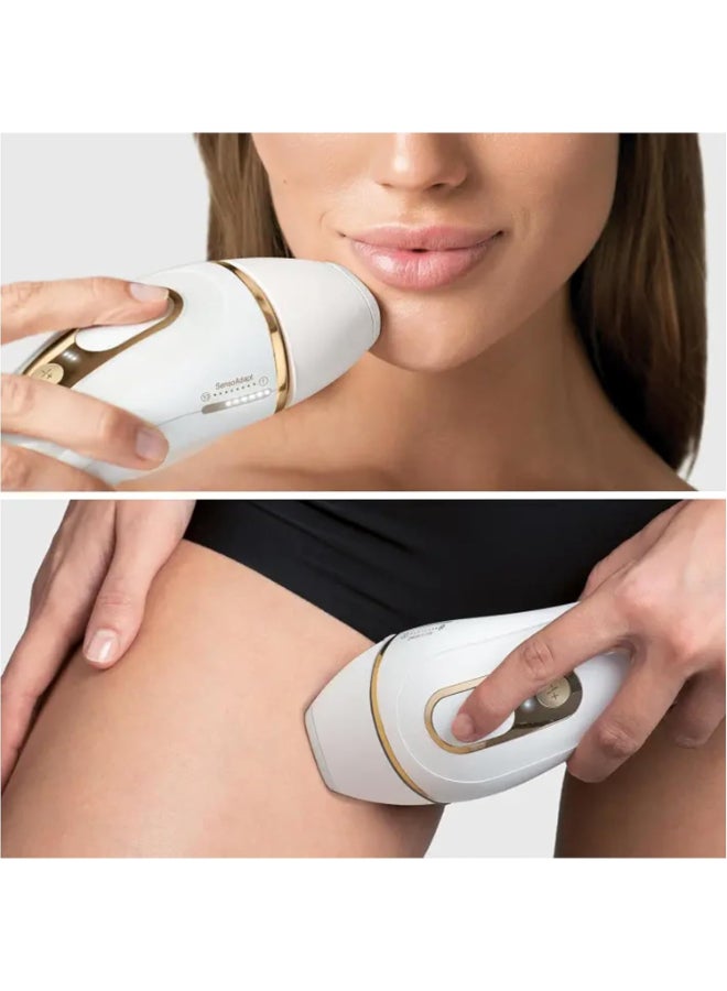 Silk-expert Pro 5 PL5146 IPL with 4 extras: wide head, precision head, Venus razor and soft pouch. White / Gold - image 3