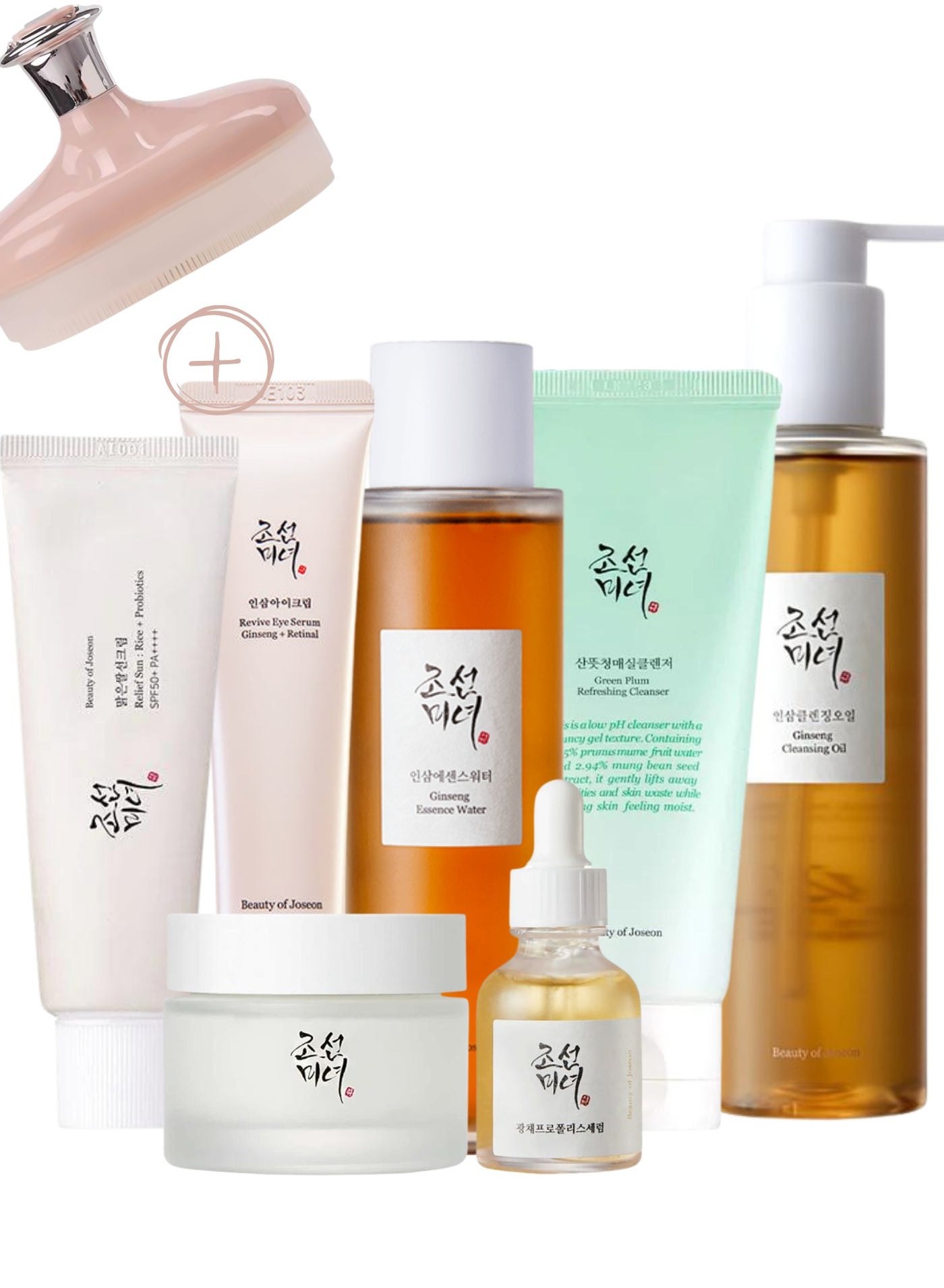 Optimal Collection for Glowing Skin & Face Scrubber - Cleansing Oil, Cleansing Foam, Essence Water, Revive Eye Serum, Glow Serum, Dynasty Cream, Sunscreen Rice Probiotics SPF50+ PA++++ 560ml
