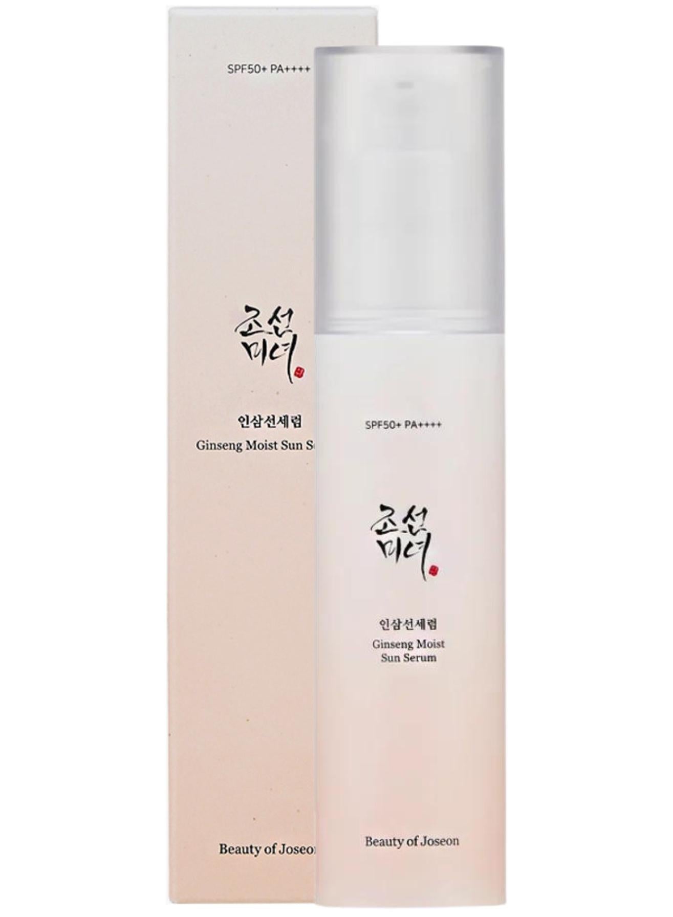 Ginseng Moist Sunscreen Serum (SPF 50+ PA++++) - Hydrating and Anti-Aging Sun Protection with Ginseng - 50ml (1.69 fl. oz.) - Lightweight, Non-Greasy Formula that Shields Skin from UV Rays While Nourishing and Moisturizing for a Youthful Glow 50ml