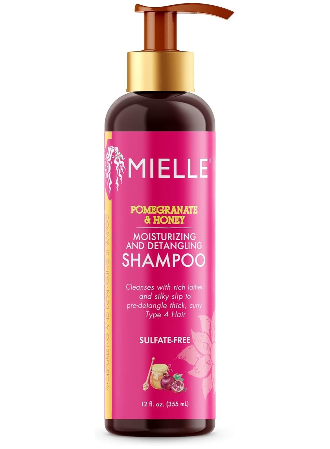 Organics Pomegranate & Honey Shampoo - Moisturizing & Detangling for Dry, Damaged Type 4 Hair, Hydrating Curl Cleanser, Repairs & Prevents Frizz, 12 fl. oz.