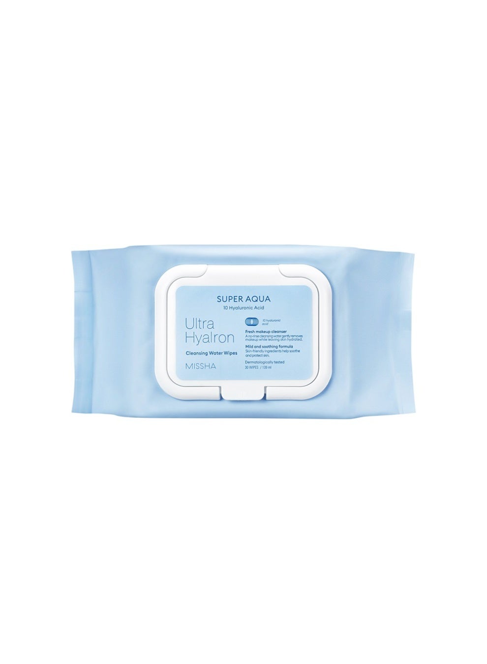 Korean Super Aqua Ultra Hyalron Cleansing Water Wipes , Easily Erase Makeup And Moisturizing Skin, Allergen Free, 30 Wipes