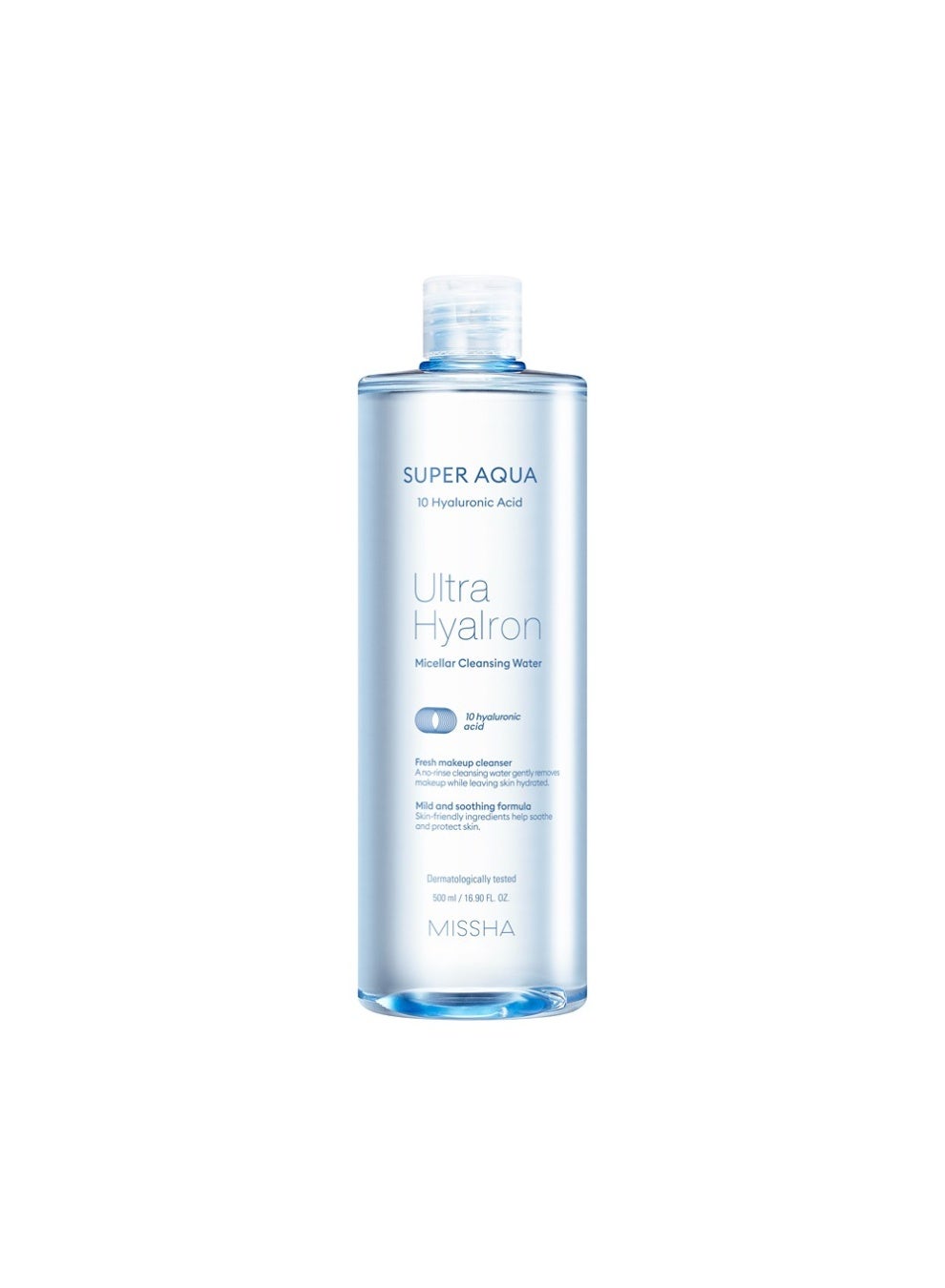 Korean Super Aqua Ultra Hyalon Micellar Cleansing Water , With Hyaluronic-Acid , To Remove Makeup And Impurities While Hydrating Your Skin 500ml