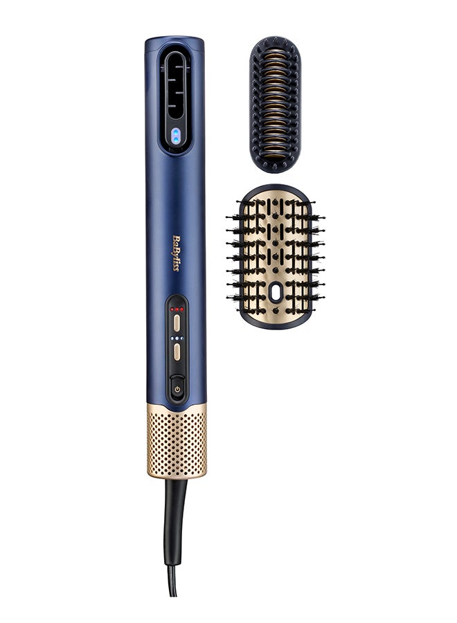 Air Wand 3-in-1 Hair Dryer  Straightener And Hot Air Brush with Ion Technology And High-Speed Digital Motor  Includes 3 Attachments  No Heat Damage - (AS6550SDE) Blue