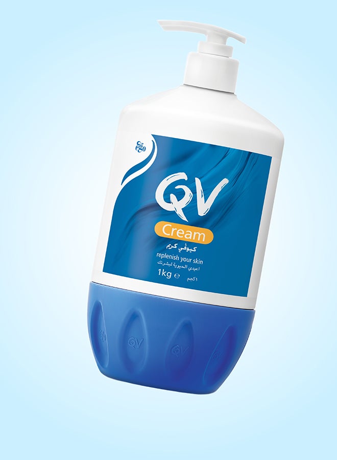 QV Cream Pump (1kg) – Rich Protective Moisturizer for Dry, Very Dry & Sensitive Skin | Hydrating Formula with Squalane, Glycerin, Petrolatum & Dimethicone | Helps Relieve Eczema, Dermatitis & Psoriasis Symptoms | Non-Greasy, Fragrance-Free 1kg - image 3