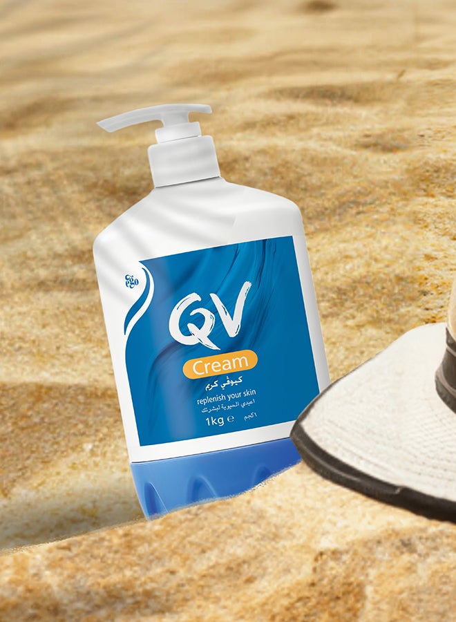 QV Cream Pump (1kg) – Rich Protective Moisturizer for Dry, Very Dry & Sensitive Skin | Hydrating Formula with Squalane, Glycerin, Petrolatum & Dimethicone | Helps Relieve Eczema, Dermatitis & Psoriasis Symptoms | Non-Greasy, Fragrance-Free 1kg - image 5
