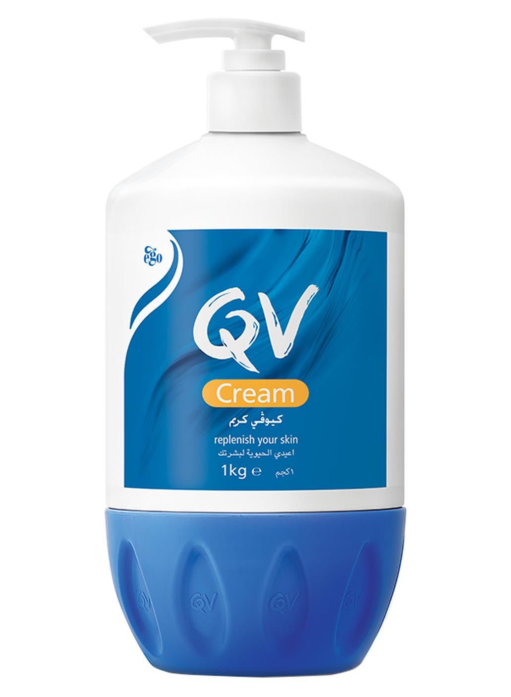 QV Cream Pump (1kg) – Rich Protective Moisturizer for Dry, Very Dry & Sensitive Skin | Hydrating Formula with Squalane, Glycerin, Petrolatum & Dimethicone | Helps Relieve Eczema, Dermatitis & Psoriasis Symptoms | Non-Greasy, Fragrance-Free 1kg