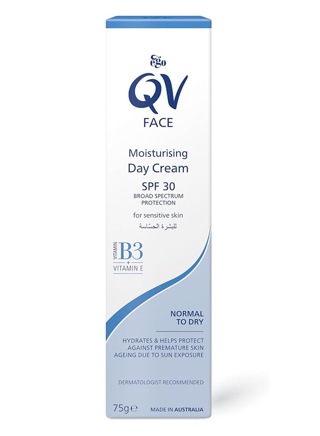 Face Day Cream for Dry & Sensitive Skin (75g) - Lightweight Hydrating Moisturizer with Antioxidants, Fragrance Free Non Greasy Daily Skincare Cream, Dermatologist Recommended 75grams - image 2