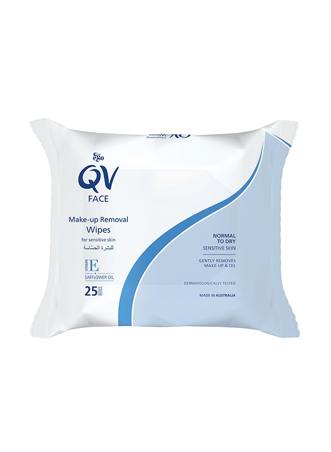 Dual-Action Face Cleansing & Make-Up Removal Wipes (25 Pack) - Removes Waterproof Mascara, Infused with Safflower Oil & Vitamin E