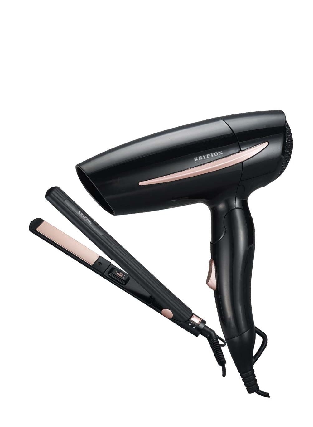 2-in-1 Hair Styling Kit- KNHF6427| Travel Hair Dryer, Hair Straightener Ceramic Plates Easy Straightening, Dryer with Foldable Handle Perfect for Salon and At Home Styling with a Hanging Loop