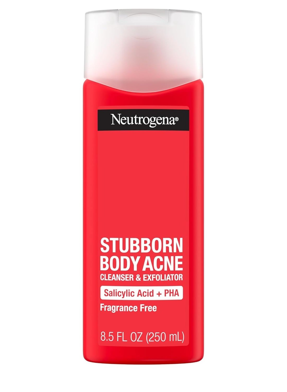 Stubborn Body Acne Cleanser & Exfoliator with Salicylic Acid & PHA for Acne-Prone Skin, Acne Treatment Gently Exfoliates & Helps Prevent Breakouts, Fragrance-Free, 8.5 fl. Oz 250 mlml